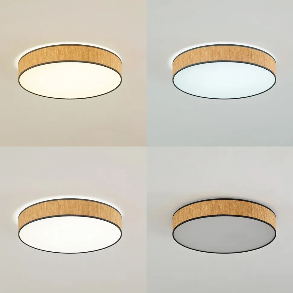 Lindby LED plafondlamp Jutis, beige, zeewier, Ø 50 cm
