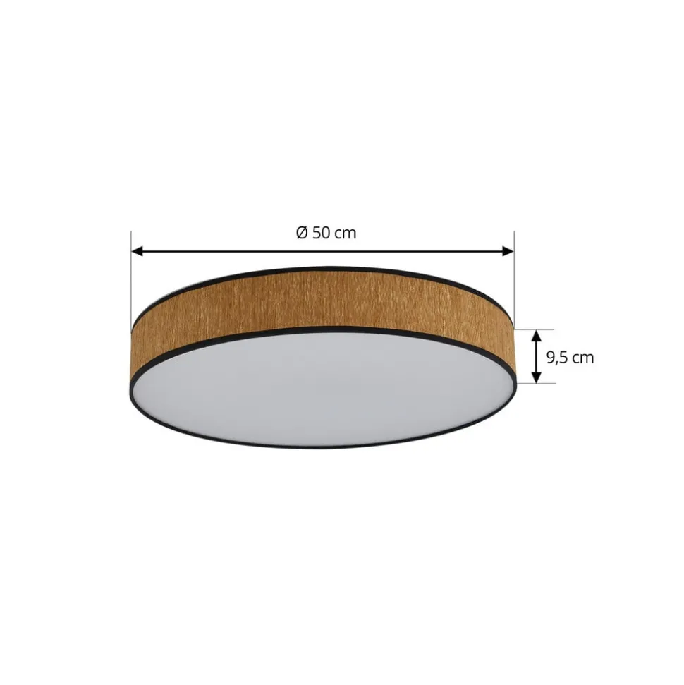 Lindby LED plafondlamp Jutis, beige, zeewier, Ø 50 cm