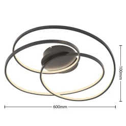 Lindby LED plafondlamp Kateryna, zwart, Ø 60 cm, dimbaar