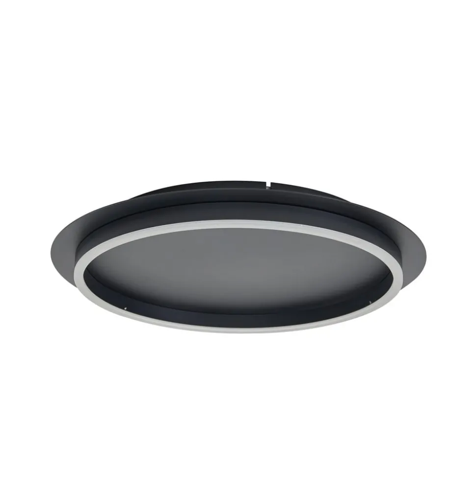 Lindby LED plafondlamp Kunis, zwart, kunststof, Ø 46 cm