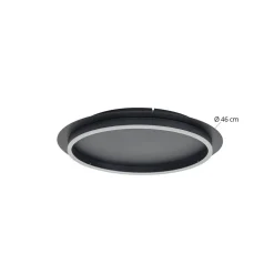 Lindby LED plafondlamp Kunis, zwart, kunststof, Ø 46 cm