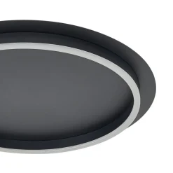 Lindby LED plafondlamp Kunis, zwart, kunststof, Ø 46 cm