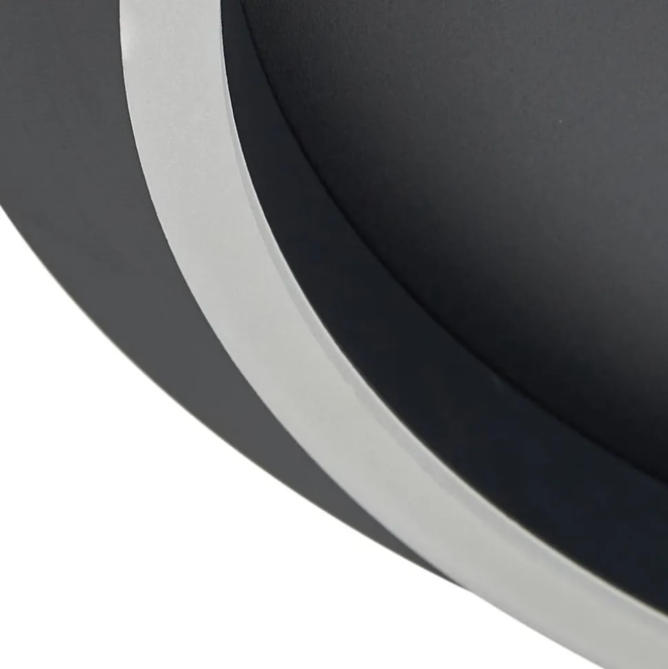 Lindby LED plafondlamp Kunis, zwart, kunststof, Ø 46 cm