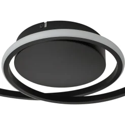 Lindby LED plafondlamp Kyron, zwart, aluminium, dimbaar, Ø45cm