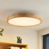 Lindby LED plafondlamp Lanira, Ø 60 cm, hout, afstandsbediening, CCT