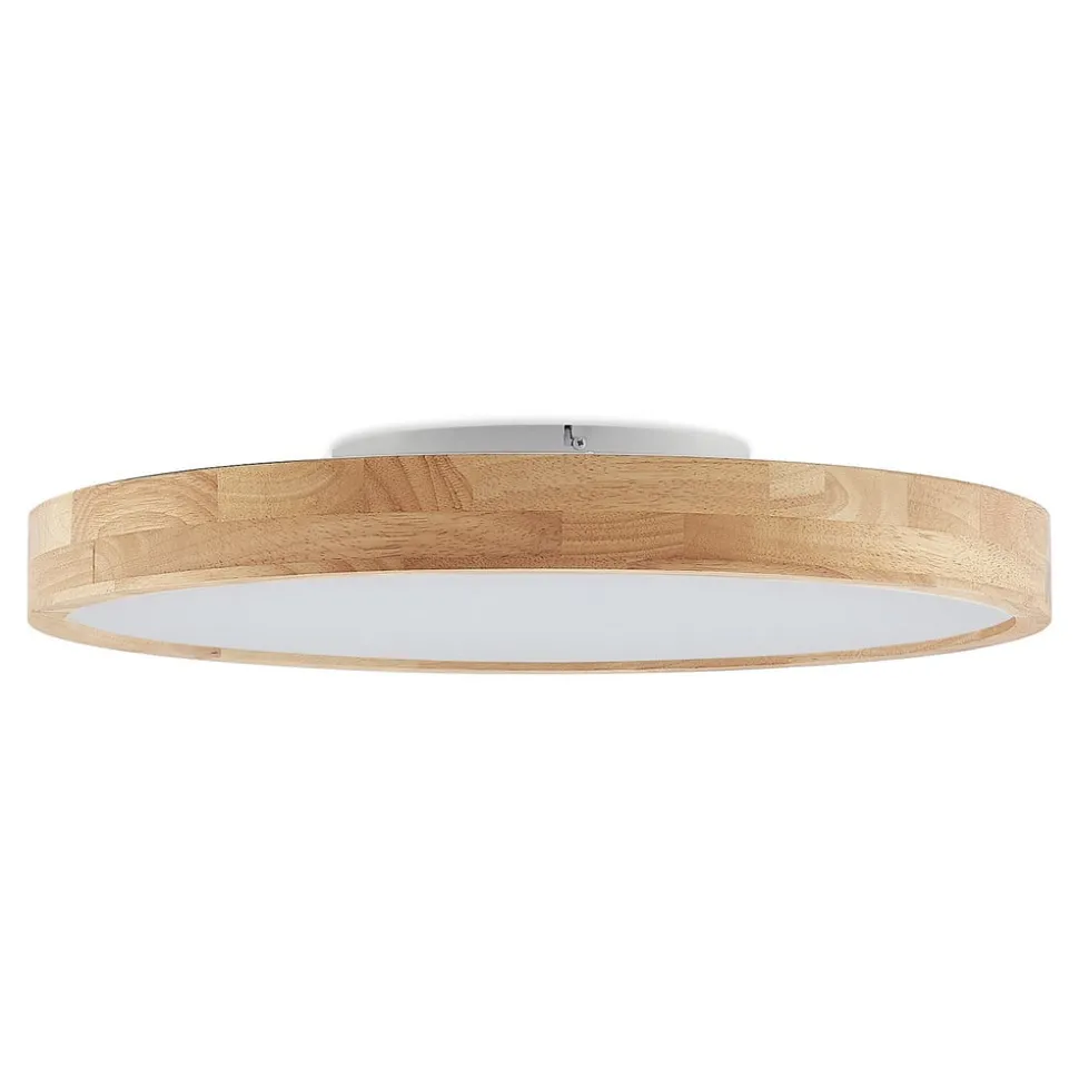 Lindby LED plafondlamp Lanira, Ø 60 cm, hout, afstandsbediening, CCT