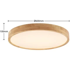 Lindby LED plafondlamp Lanira, Ø 60 cm, hout, afstandsbediening, CCT