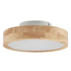Lindby LED plafondlamp Lanira, Ø 30 cm, hout, afstandsbediening, CCT