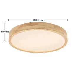 Lindby LED plafondlamp Lanira, Ø 50 cm, hout, afstandsbediening, CCT