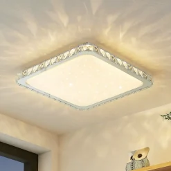 Lindby LED plafondlamp Lorand, kristallen, CCT, afstandsbediening