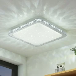 Lindby LED plafondlamp Lorand, kristallen, CCT, afstandsbediening