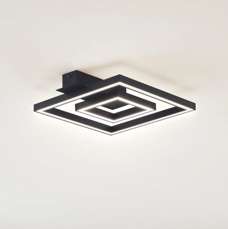 Lindby LED plafondlamp Madamo, zwart, 30 cm, 3000K, aluminium