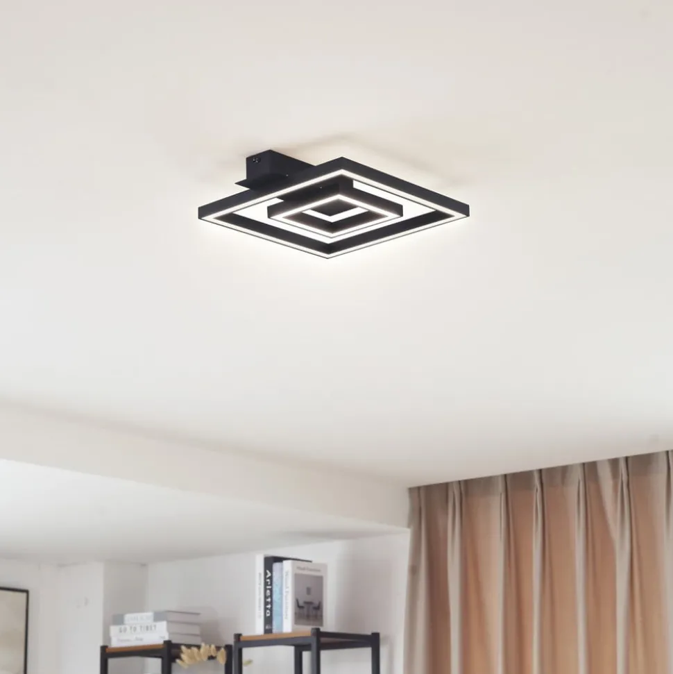 Lindby LED plafondlamp Madamo, zwart, 30 cm, 3000K, aluminium