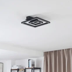 Lindby LED plafondlamp Madamo, zwart, 30 cm, 3000K, aluminium