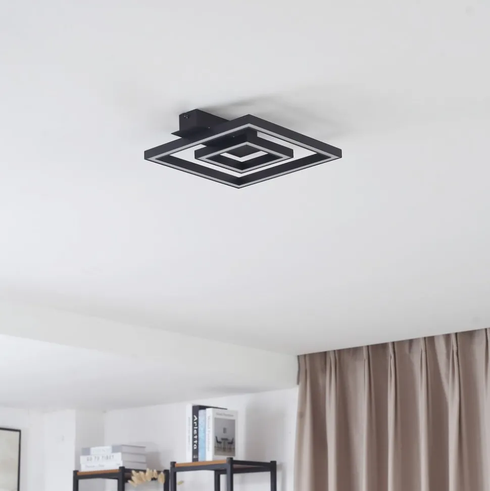 Lindby LED plafondlamp Madamo, zwart, 30 cm, 3000K, aluminium