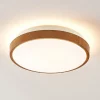 Lindby LED plafondlamp Mendosa, rond, licht hout, Ø 29cm