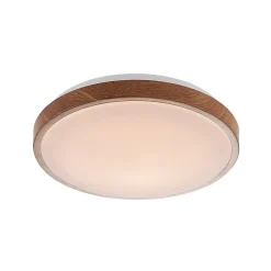 Lindby LED plafondlamp Mendosa, rond, licht hout, Ø 29cm