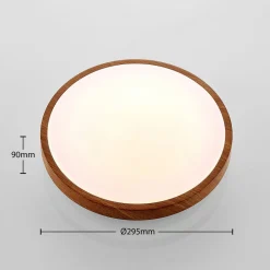 Lindby LED plafondlamp Mendosa, rond, licht hout, Ø 29cm