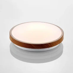 Lindby LED plafondlamp Mendosa, rond, licht hout, Ø 29cm
