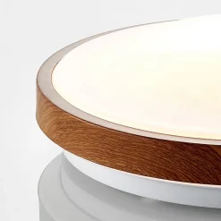 Lindby LED plafondlamp Mendosa, rond, licht hout, Ø 29cm