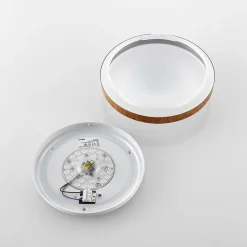 Lindby LED plafondlamp Mendosa, rond, licht hout, Ø 29cm