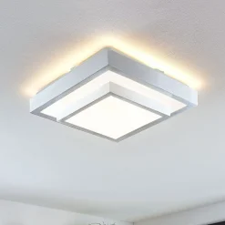 Lindby LED plafondlamp Mirco, 32 cm, hoekig, aluminium