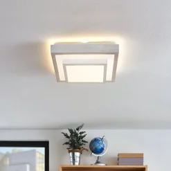 Lindby LED plafondlamp Mirco, 32 cm, hoekig, aluminium