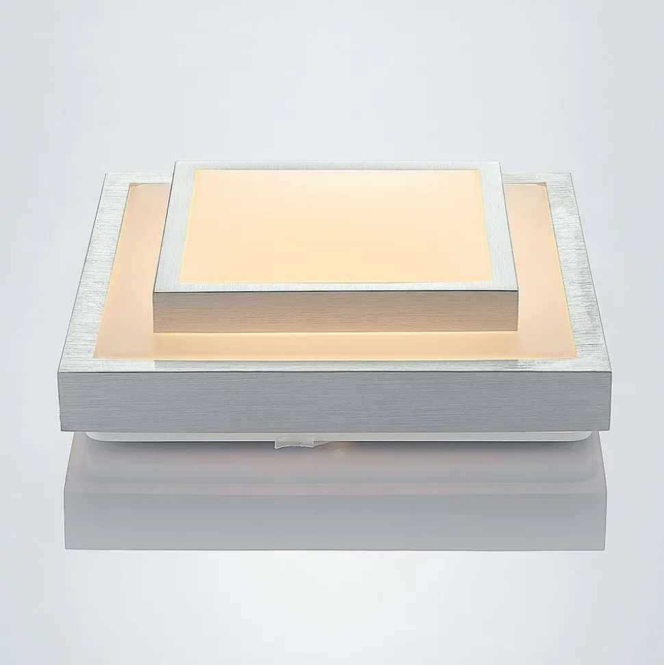 Lindby LED plafondlamp Mirco, 32 cm, hoekig, aluminium