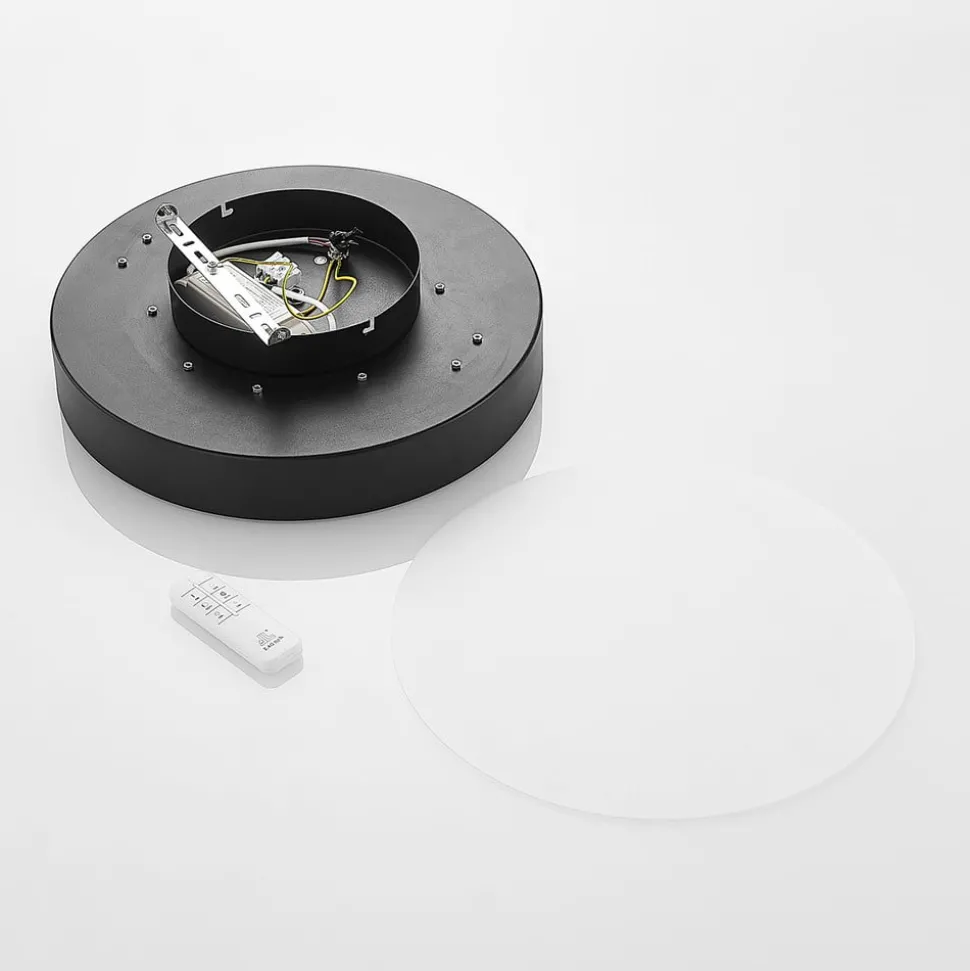 Lindby LED plafondlamp Milada, zwart, CCT, afstandsbediening