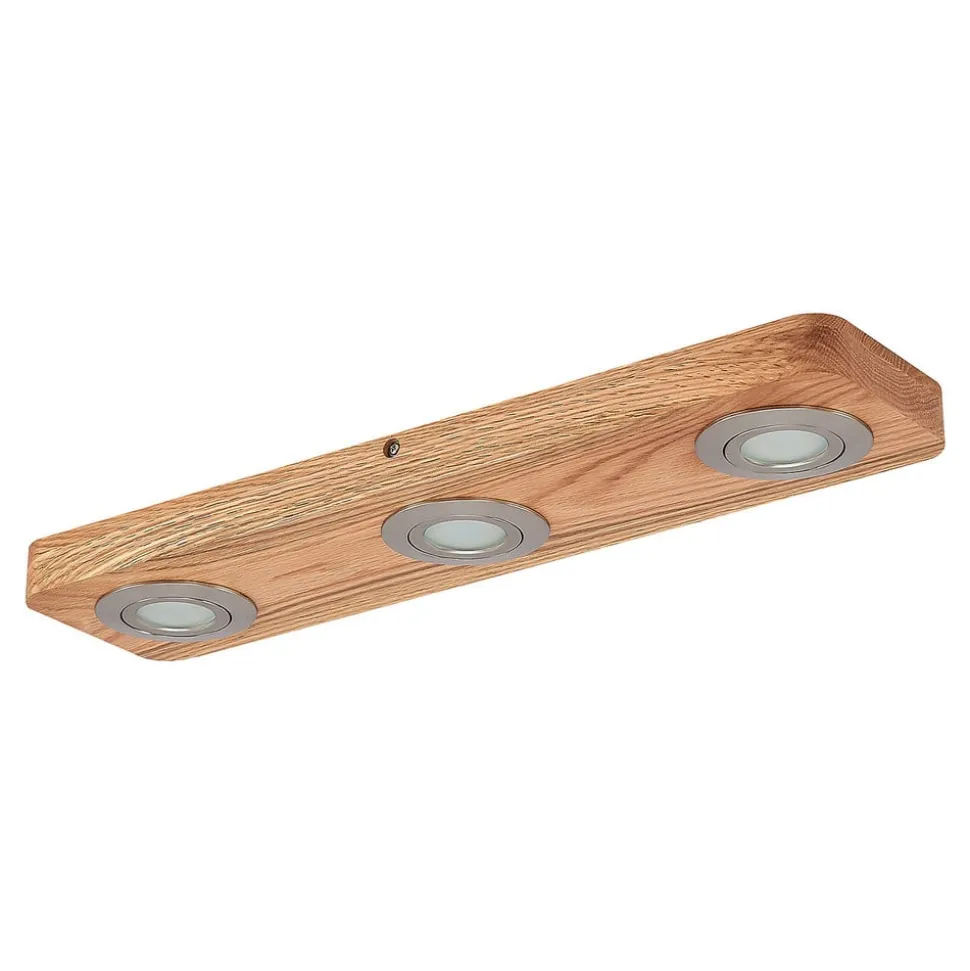 Lindby LED plafondlamp Mikari, 48 cm, hout, draaibaar