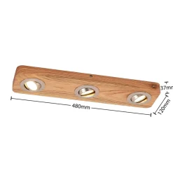 Lindby LED plafondlamp Mikari, 48 cm, hout, draaibaar