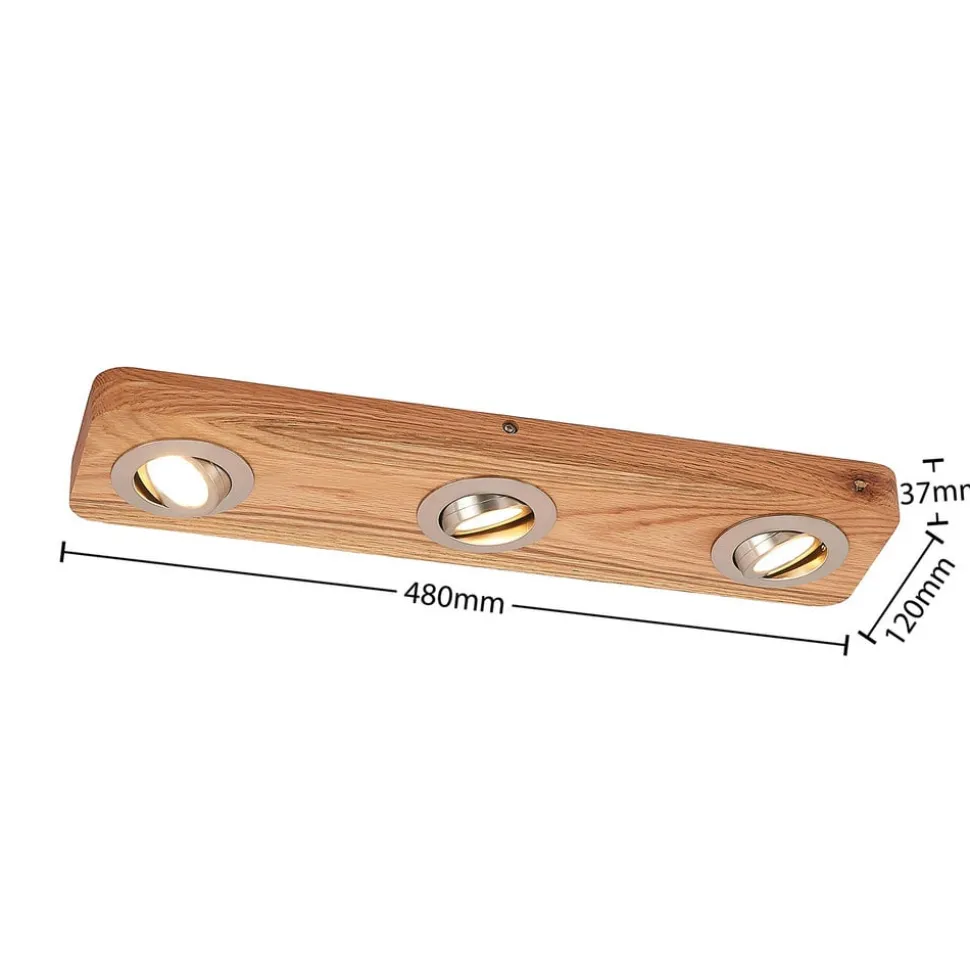Lindby LED plafondlamp Mikari, 48 cm, hout, draaibaar