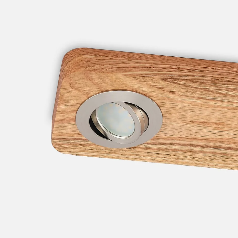 Lindby LED plafondlamp Mikari, 48 cm, hout, draaibaar