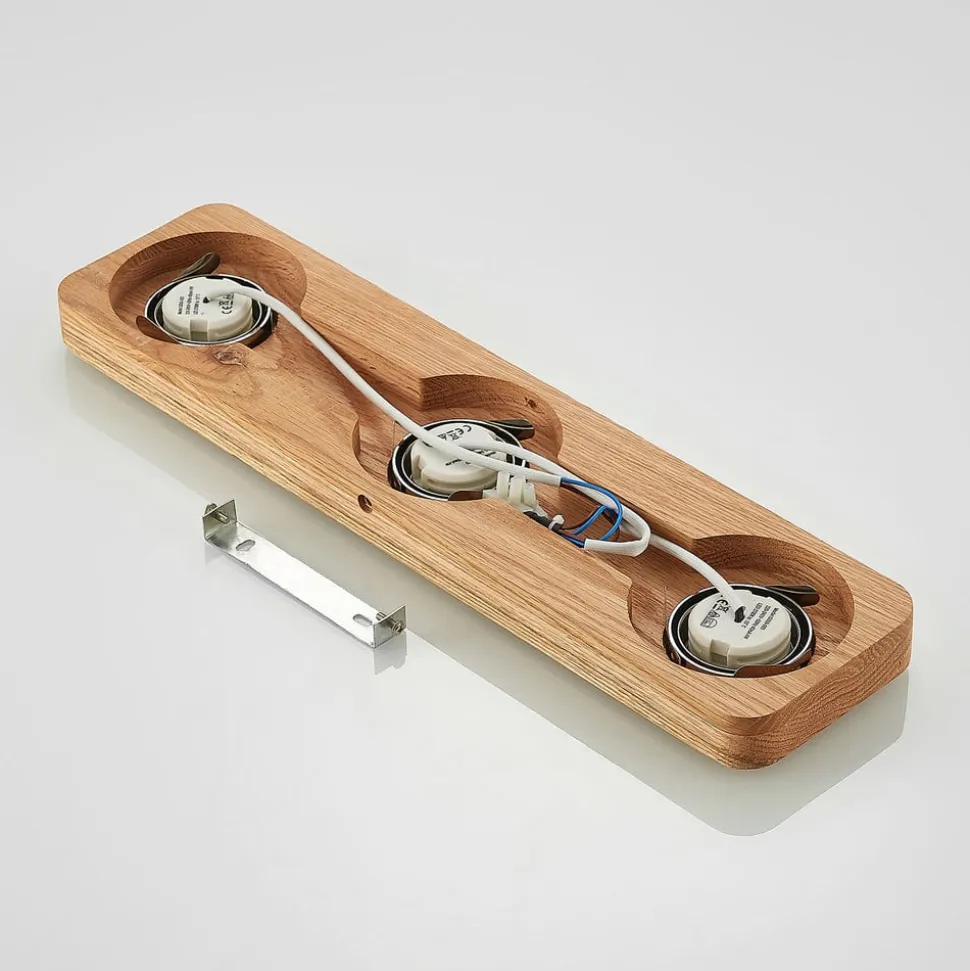 Lindby LED plafondlamp Mikari, 48 cm, hout, draaibaar