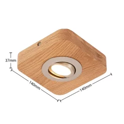 Lindby LED plafondlamp Mikari, 14 cm, hout, draaibaar