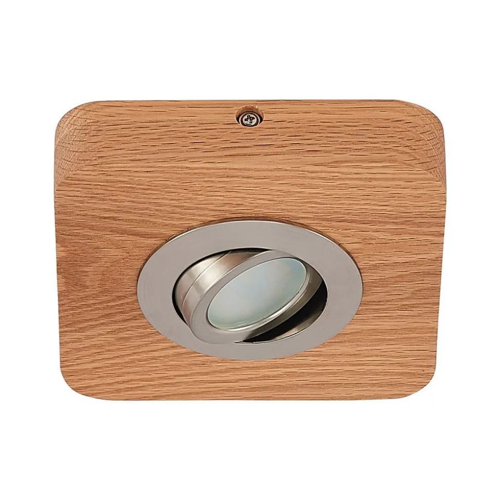 Lindby LED plafondlamp Mikari, 14 cm, hout, draaibaar