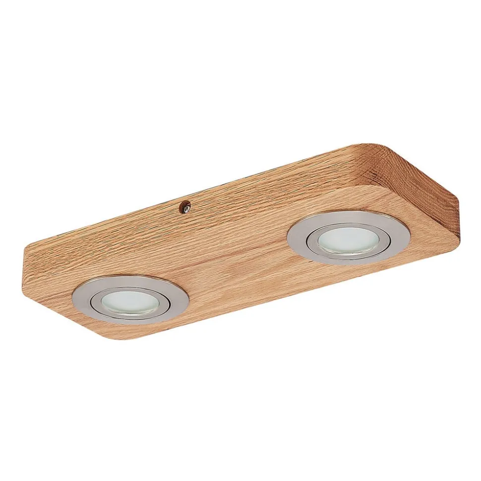 Lindby LED plafondlamp Mikari, 30 cm, hout, draaibaar