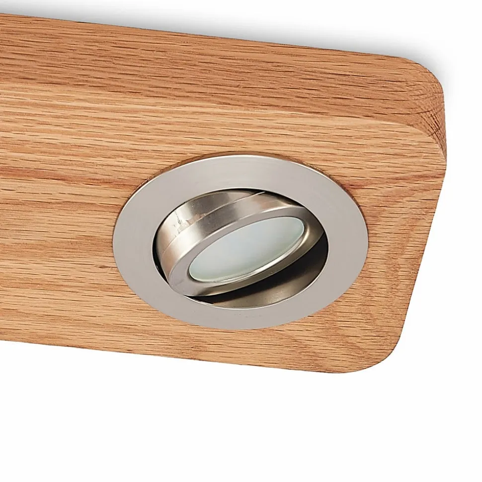 Lindby LED plafondlamp Mikari, 30 cm, hout, draaibaar