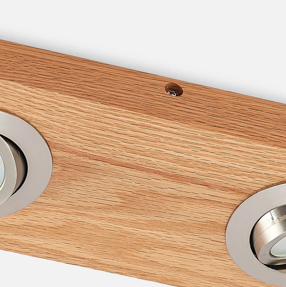 Lindby LED plafondlamp Mikari, 30 cm, hout, draaibaar