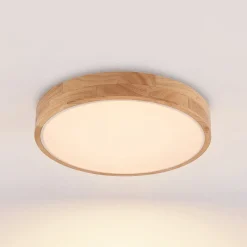 Lindby LED plafondlamp Milada, eiken, CCT, afstandsbediening