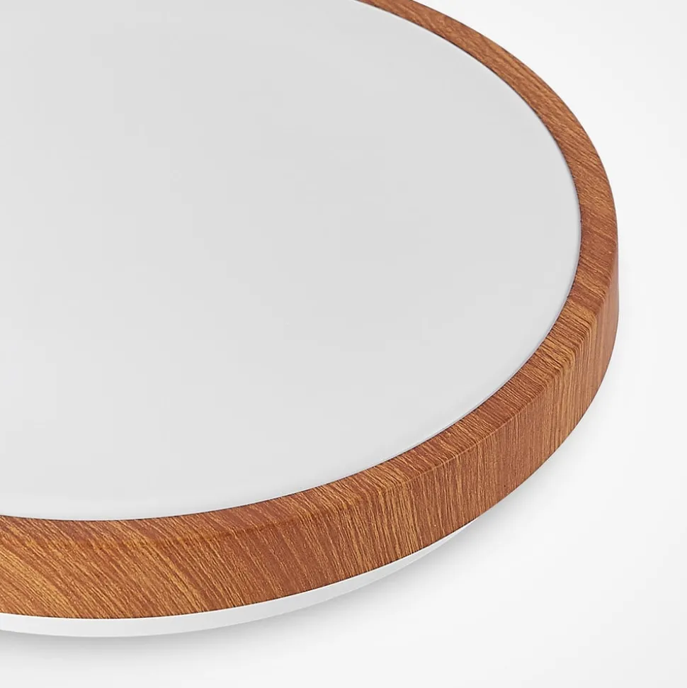 Lindby LED plafondlamp Mynte, Ø30cm, houtlook, kunststof