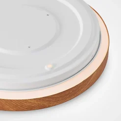 Lindby LED plafondlamp Mynte, Ø30cm, houtlook, kunststof