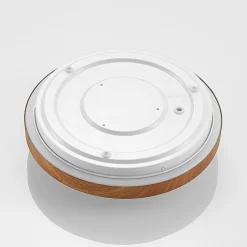 Lindby LED plafondlamp Mynte, Ø30cm, houtlook, kunststof