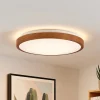 Lindby LED plafondlamp Mynte, Ø43cm, houtlook, kunststof
