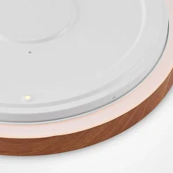 Lindby LED plafondlamp Mynte, Ø43cm, houtlook, kunststof