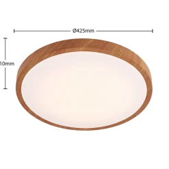 Lindby LED plafondlamp Mynte, Ø43cm, houtlook, kunststof