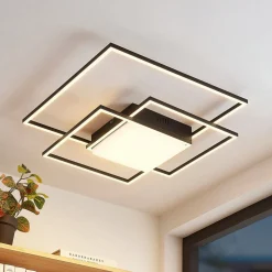 Lindby LED plafondlamp Nelinka, 60 cm, zwart, aluminium