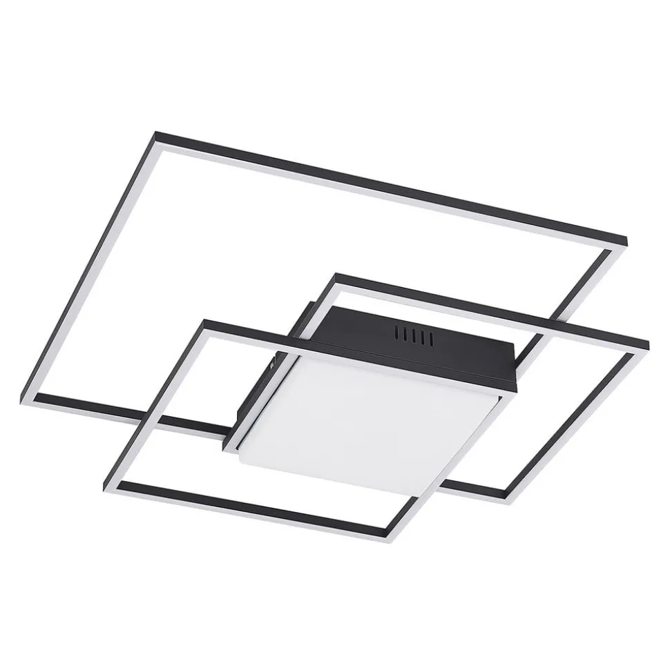 Lindby LED plafondlamp Nelinka, 60 cm, zwart, aluminium