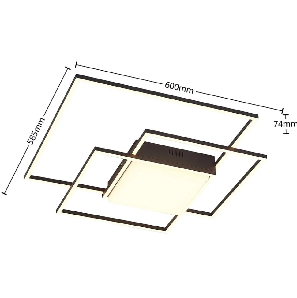 Lindby LED plafondlamp Nelinka, 60 cm, zwart, aluminium