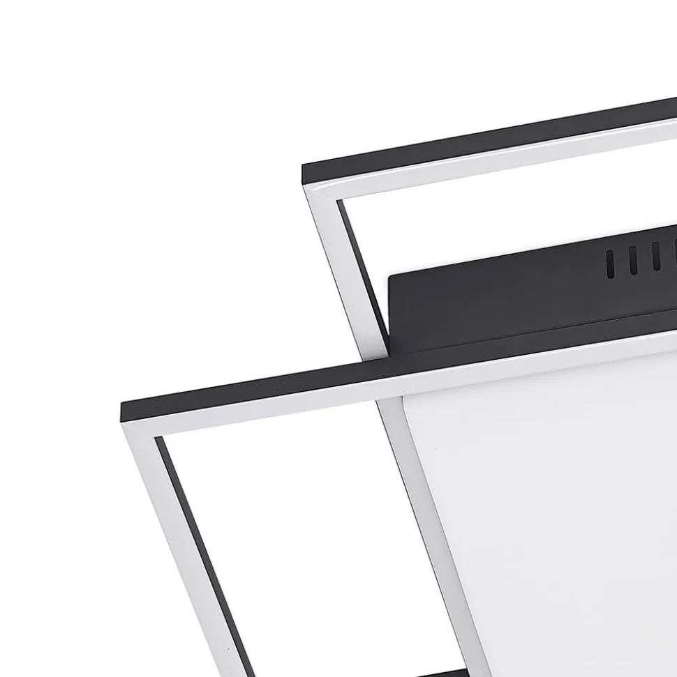 Lindby LED plafondlamp Nelinka, 60 cm, zwart, aluminium